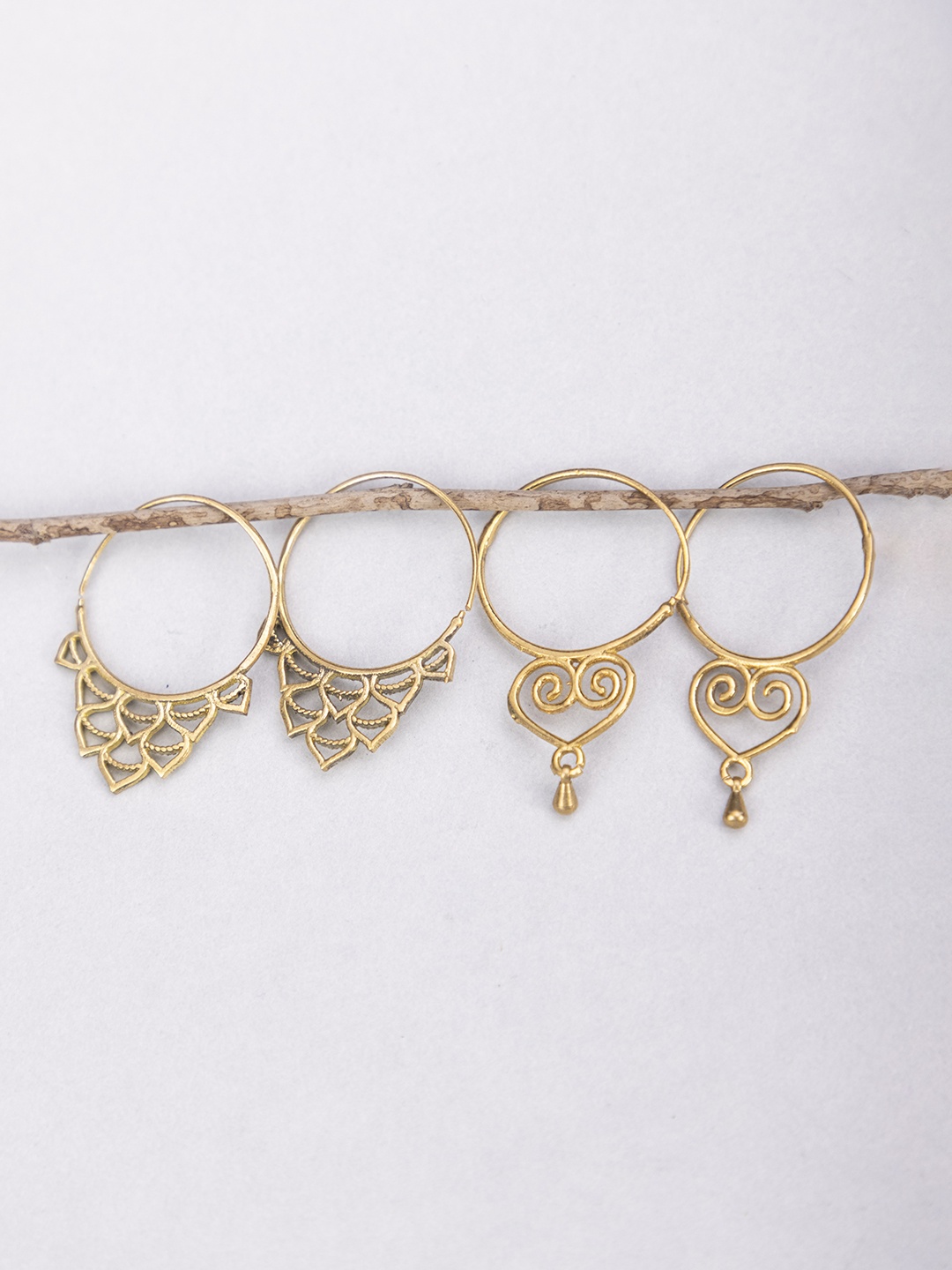 

Studio One Love Set of 2 Gold-Plated Contemporary Hoop Earrings