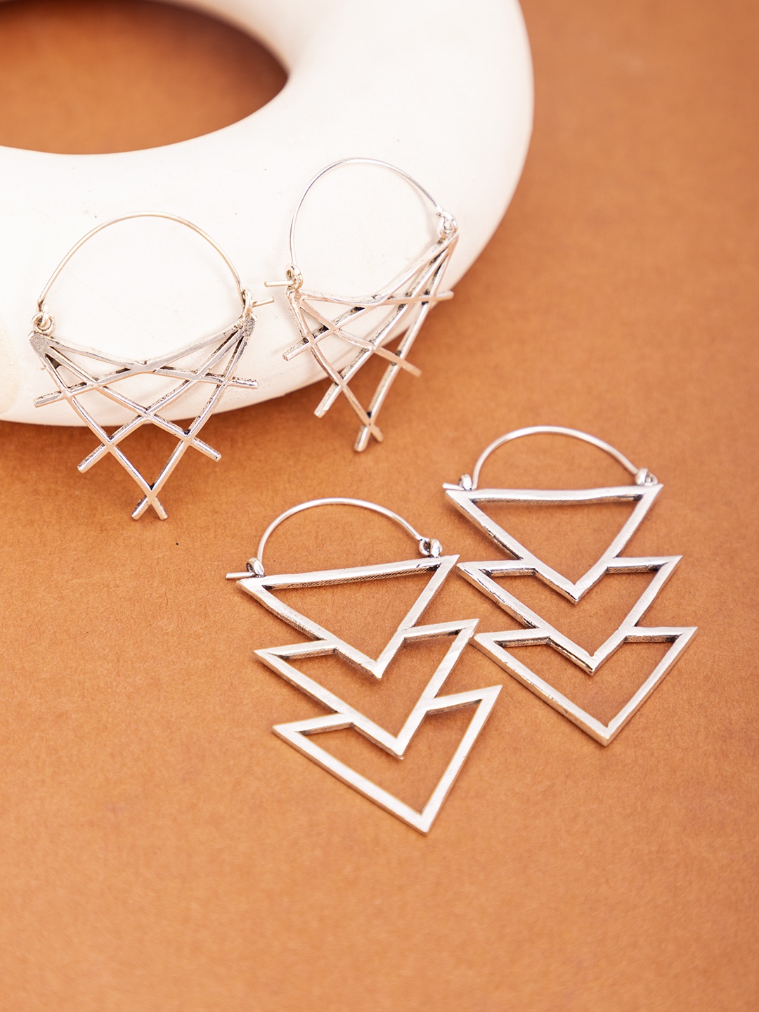 

Studio One Love Set of 2 Silver-Plated Contemporary Drop Earrings