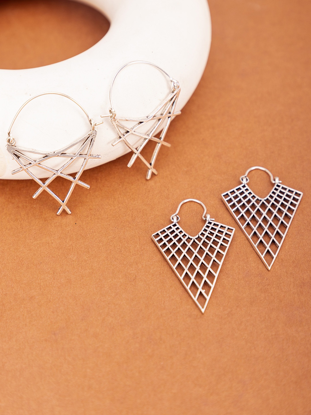 

Studio One Love Set Of 2 Contemporary Drop Earrings, Silver