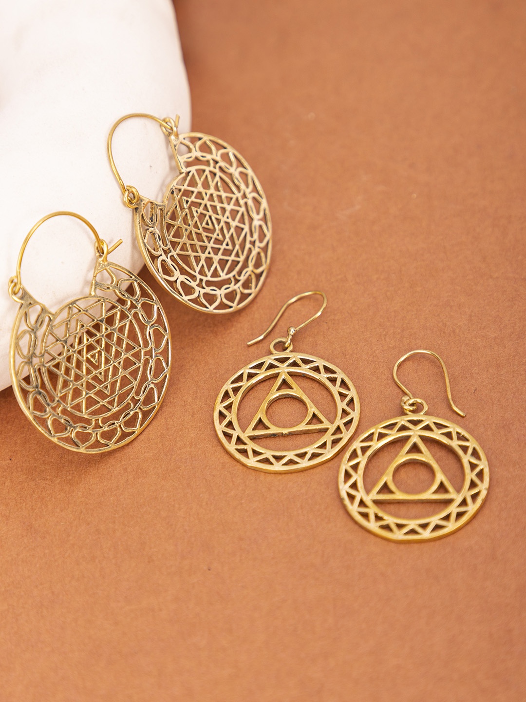 

Studio One Love Set Of 2 Brass-Plated Contemporary Drop Earrings, Gold