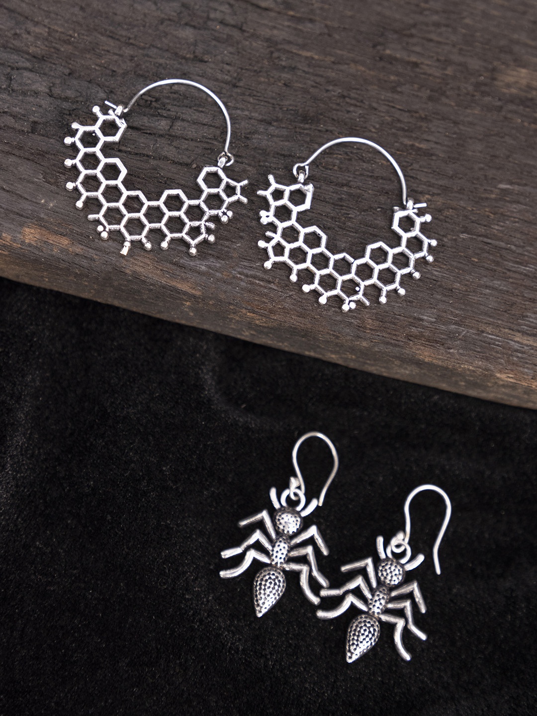 

Studio One Love Set Of 2 Brass-Plated Contemporary Drop Earrings, Silver