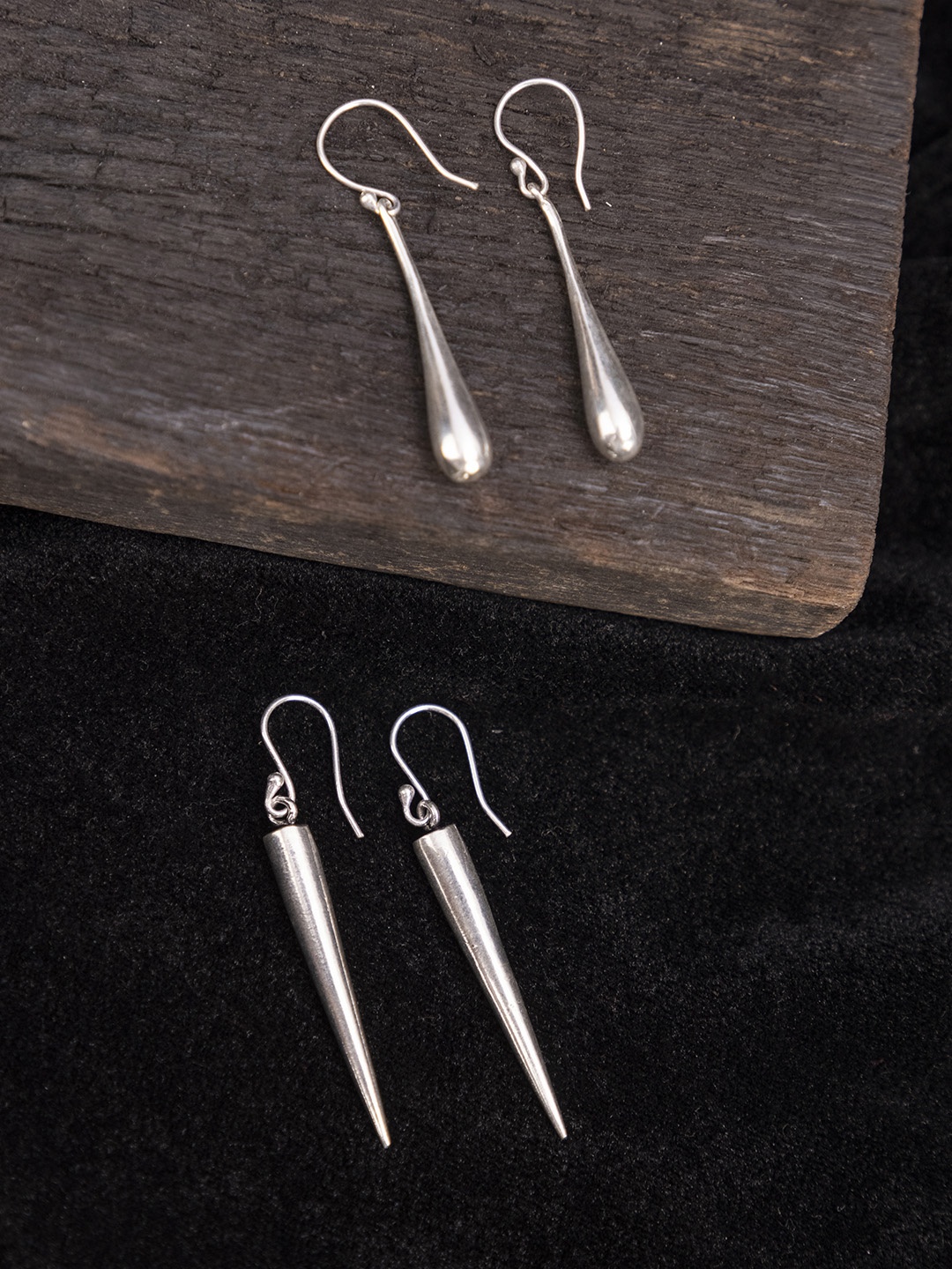 

Studio One Love Set Of 2 Brass-Plated Contemporary Drop Earrings, Silver