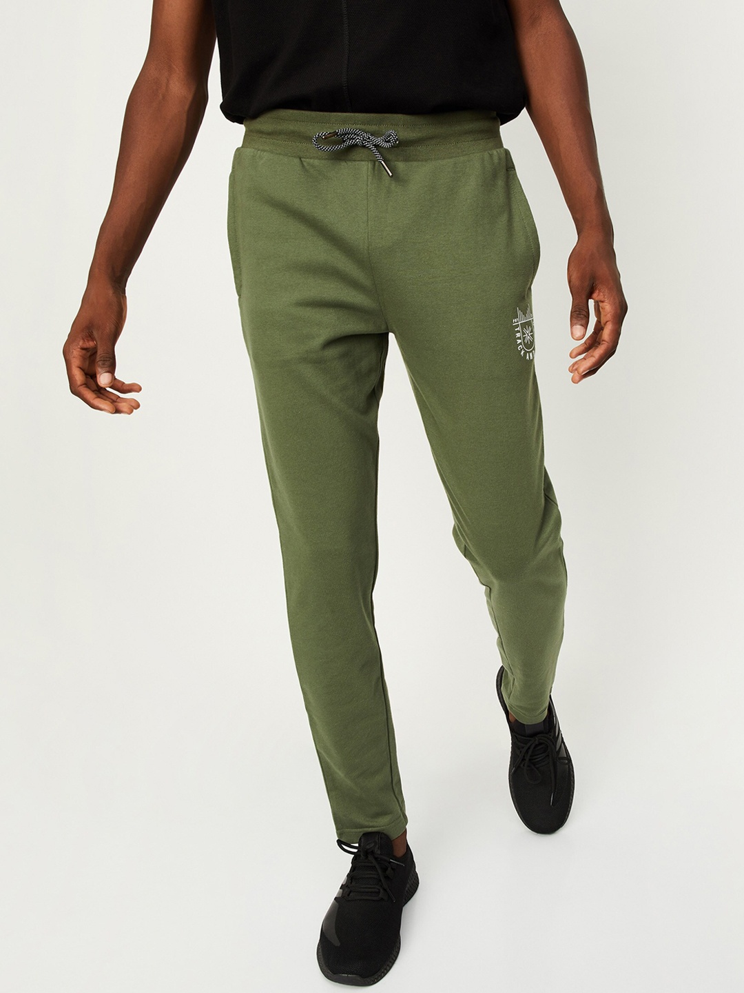 

max Men Mid-Rise Cotton Sports Track Pants, Green