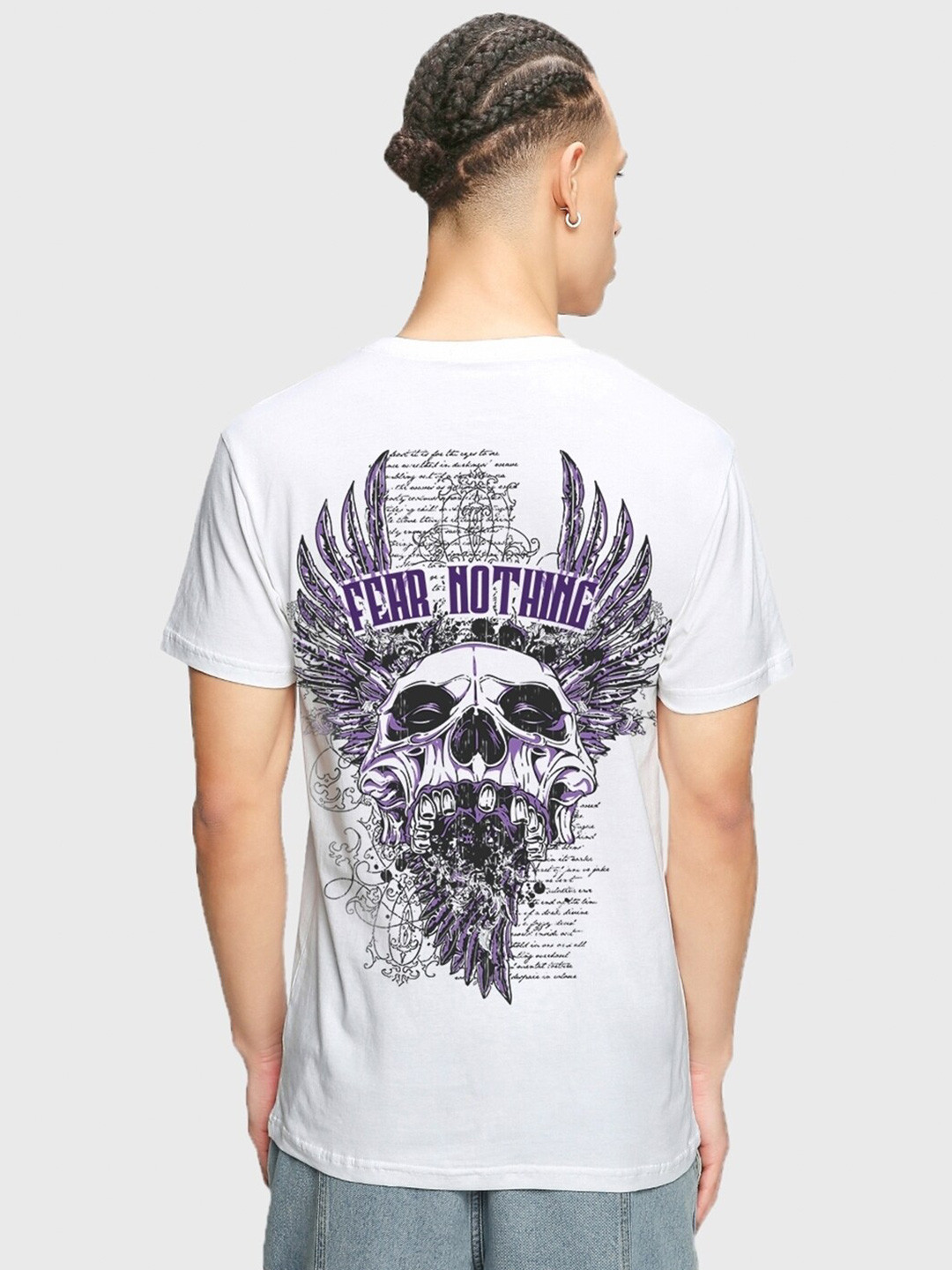 

Bewakoof White Graphic Printed Cotton T-shirt