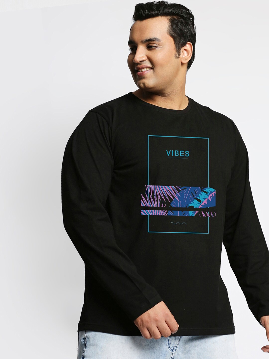 

Bewakoof Vibes Typography Print Plus Size T-shirt, Black