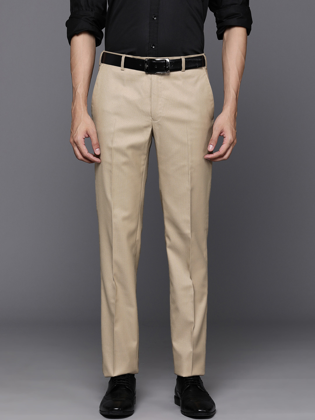 

Raymond Men Slim Fit Formal Trousers, Beige