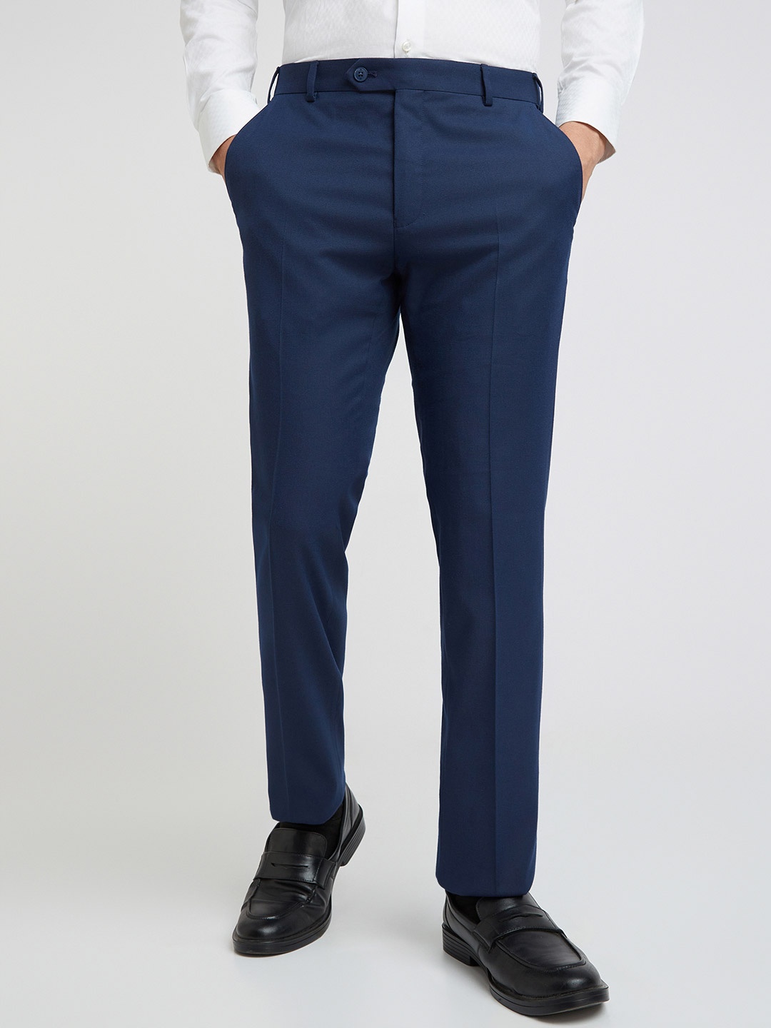 

Raymond Men Slim Fit Formal Trousers, Navy blue