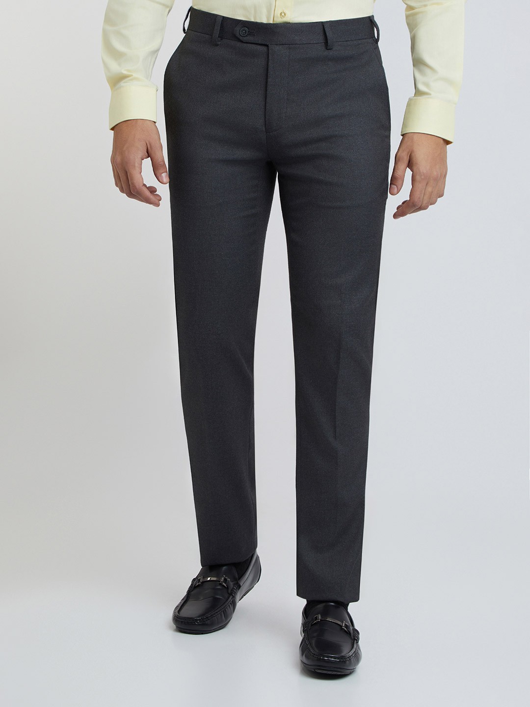 

Raymond Men Solid Slim Fit Formal Trousers, Grey