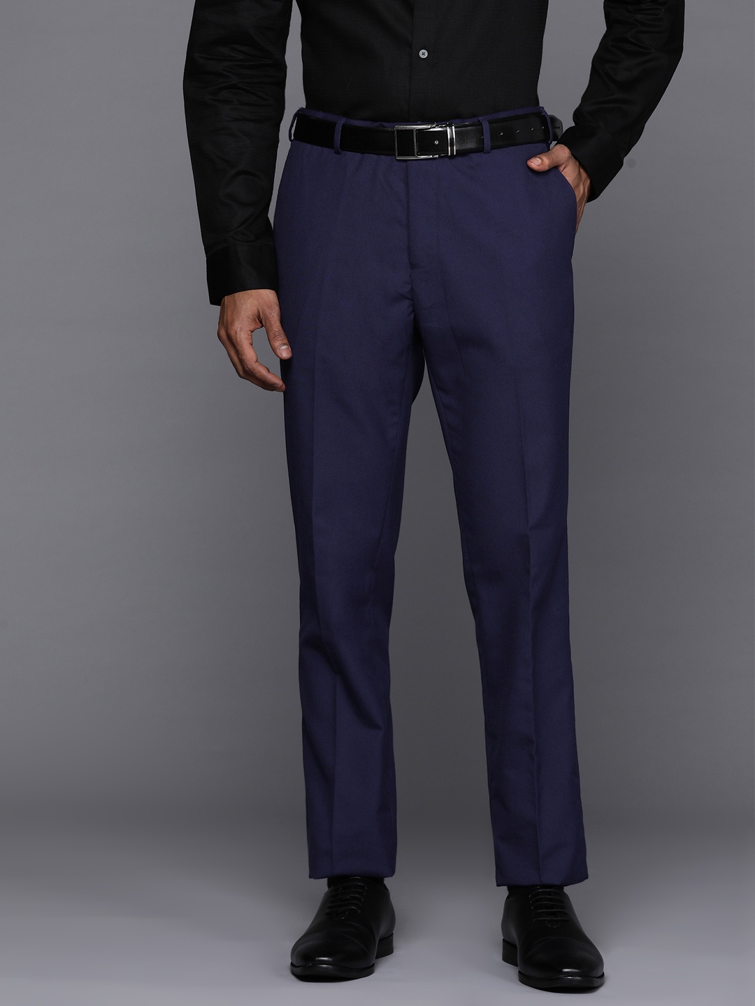 

Raymond Men Slim Fit Formal Trousers, Blue