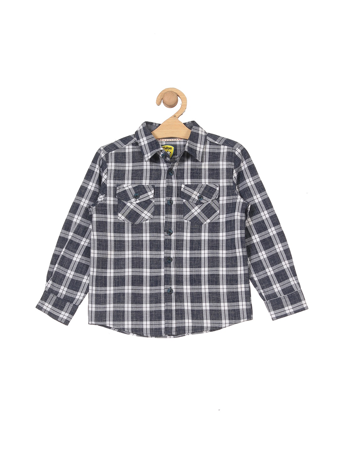 

Lil Lollipop Boys Blue Tartan Checks Pure Cotton Casual Shirt