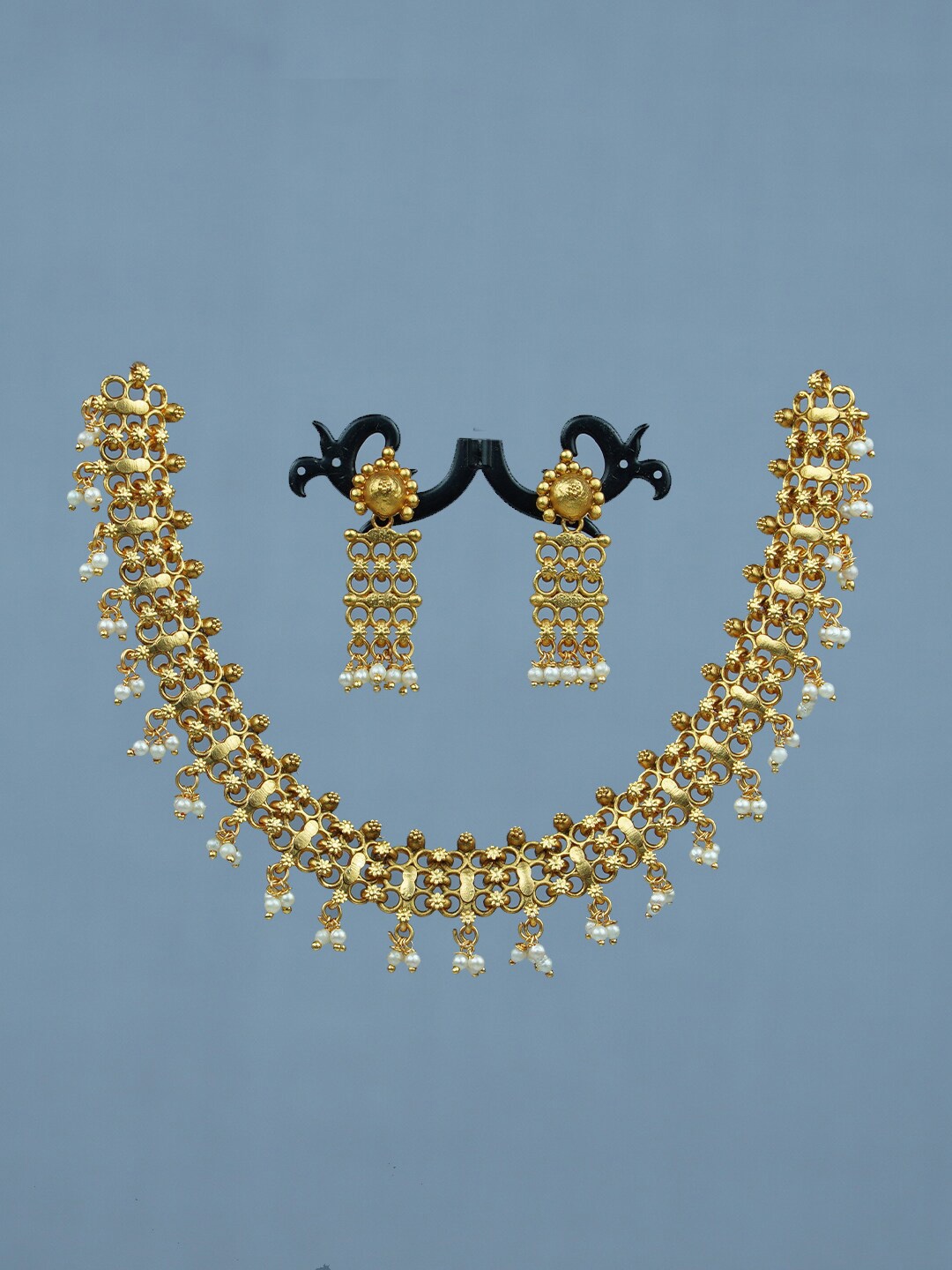 

Diksha collection Gold-Plated & Beaded Matte-Finish Jewellery Set