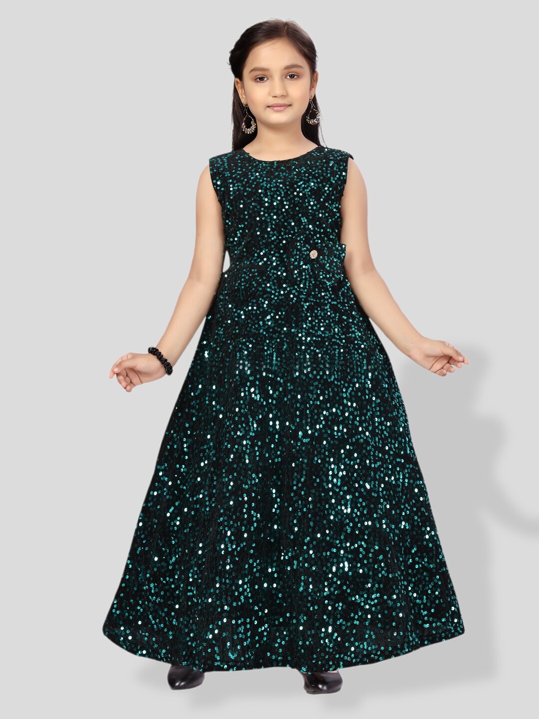 

BAESD Girls Sequined Velvet Maxi Dress, Green