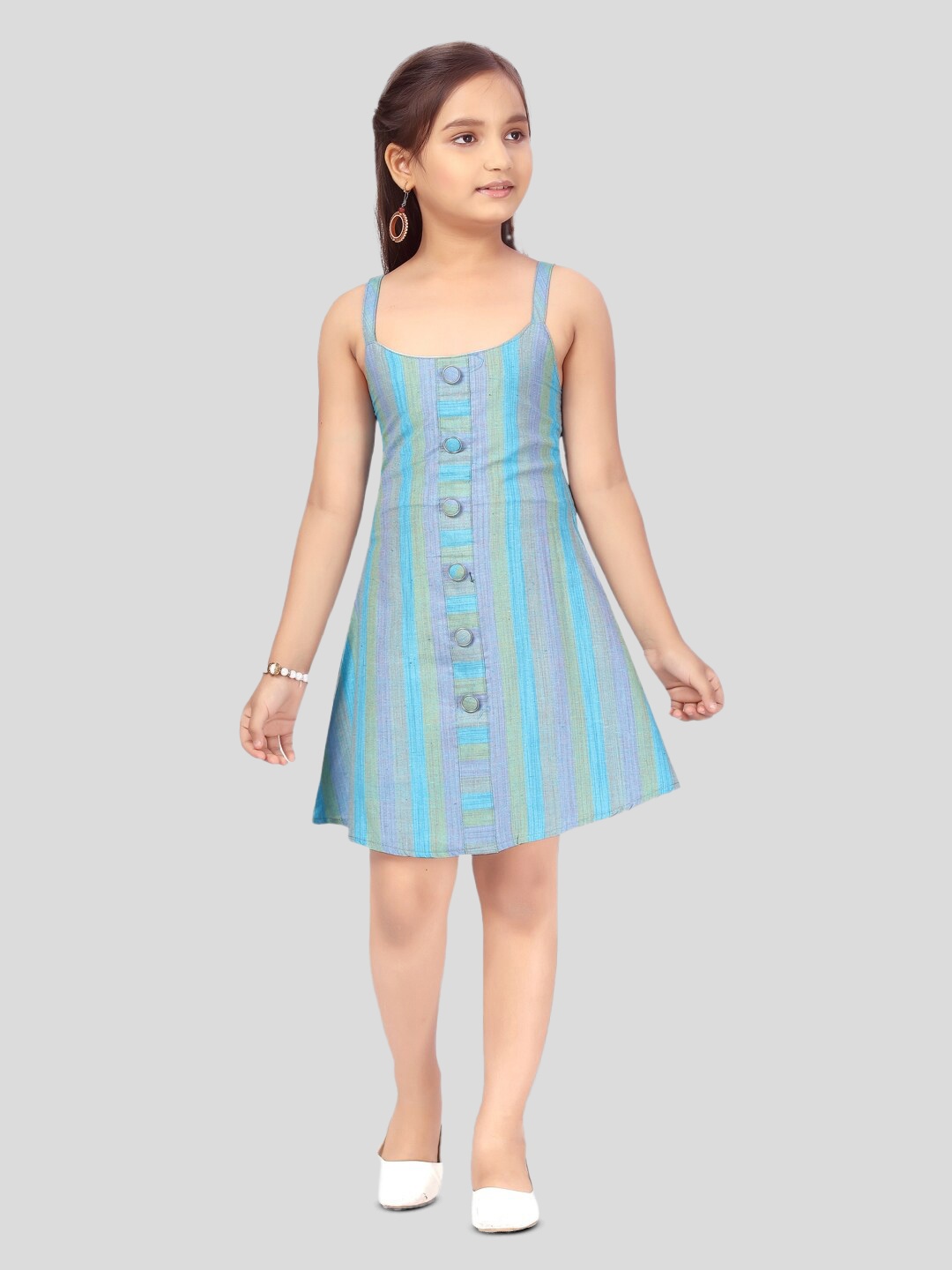 

BAESD Girls Striped A-Line Dress, Blue