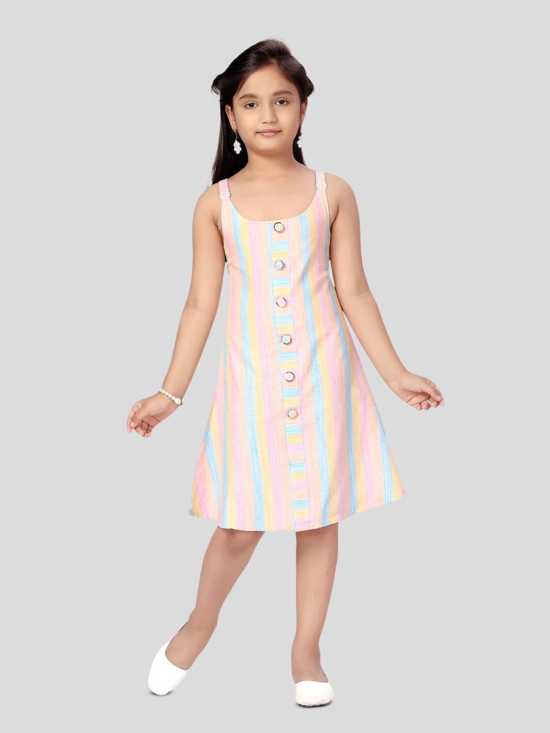 

BAESD Girls Striped A-Line Dress, Pink