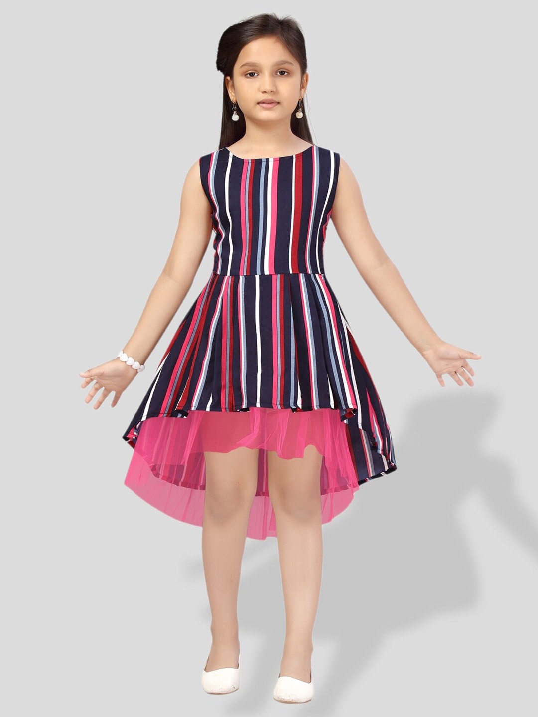 

BAESD Girls Striped A-Line Midi Dress, Multi