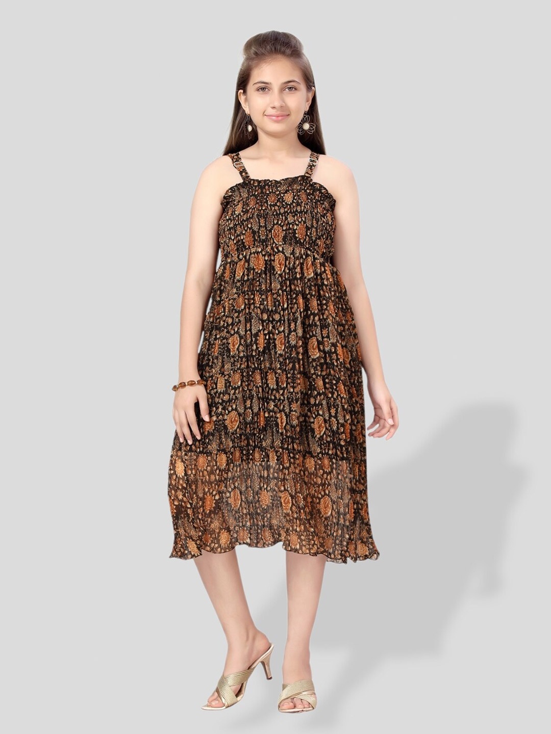 

BAESD Abstract Printed Fit & Flare Midi Dress, Black