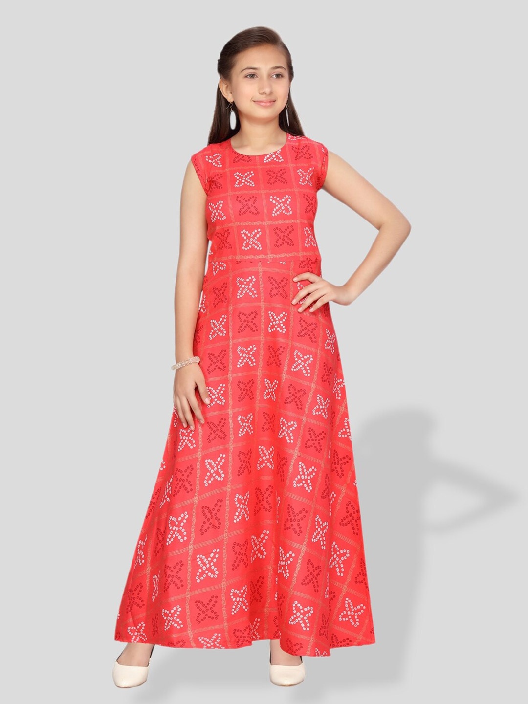 

BAESD Girls Floral Print Cotton Maxi Dress, Red