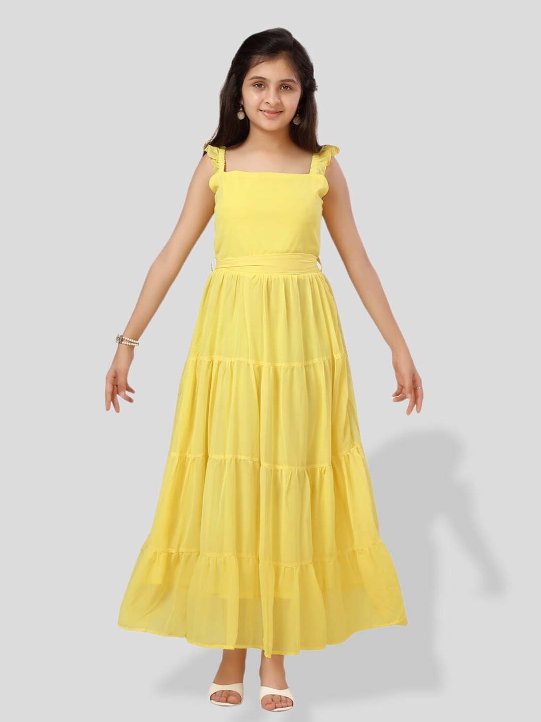

BAESD Girls Georgette Tier Dress, Yellow