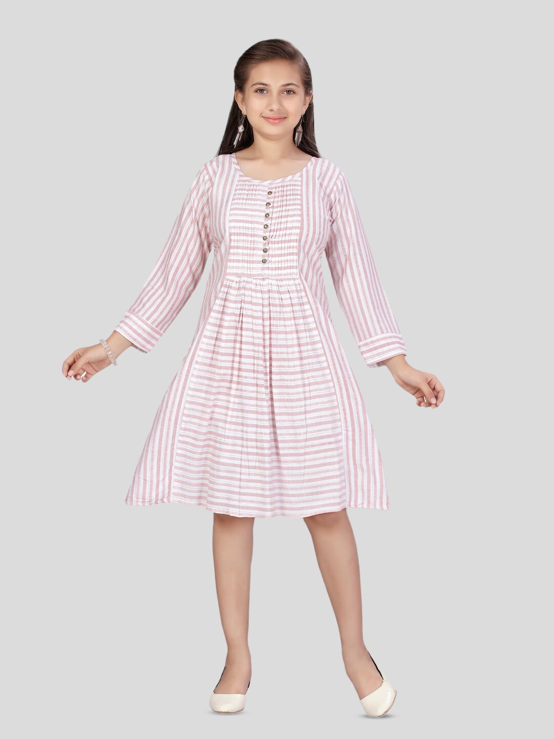 

BAESD Girls Striped Fit & Flare Dress, Red