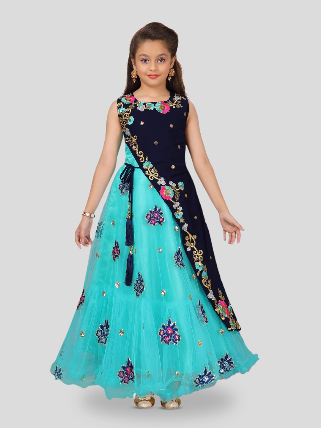 

BAESD Girls Floral Embroidered Gown Maxi Dress, Green
