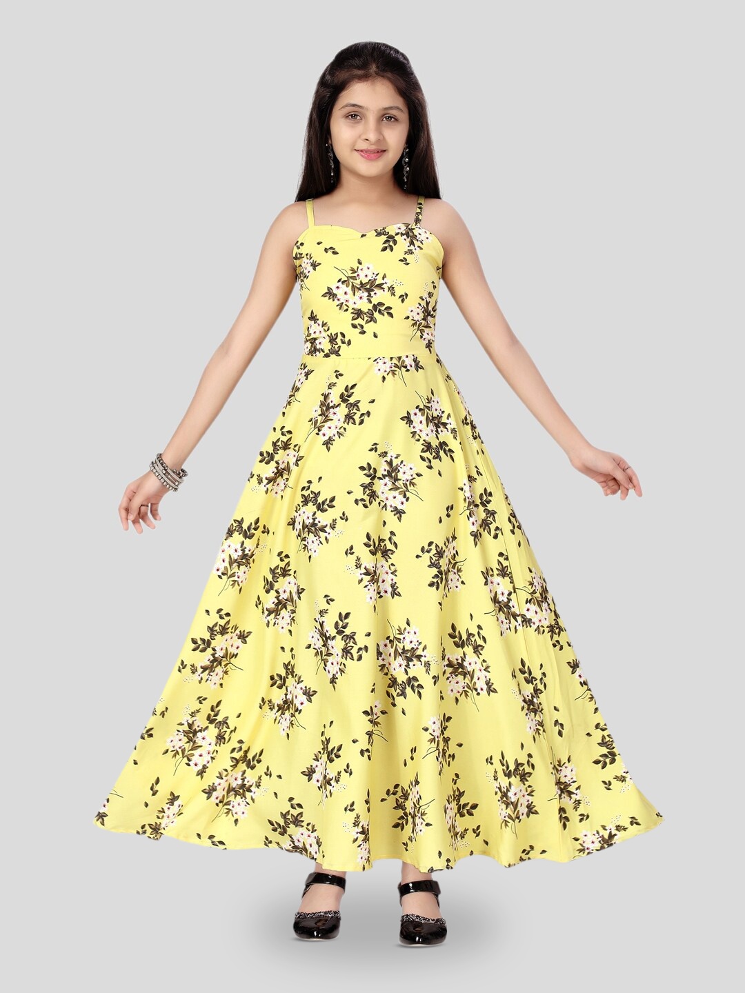 

BAESD Girls Floral Print Maxi Dress, Yellow