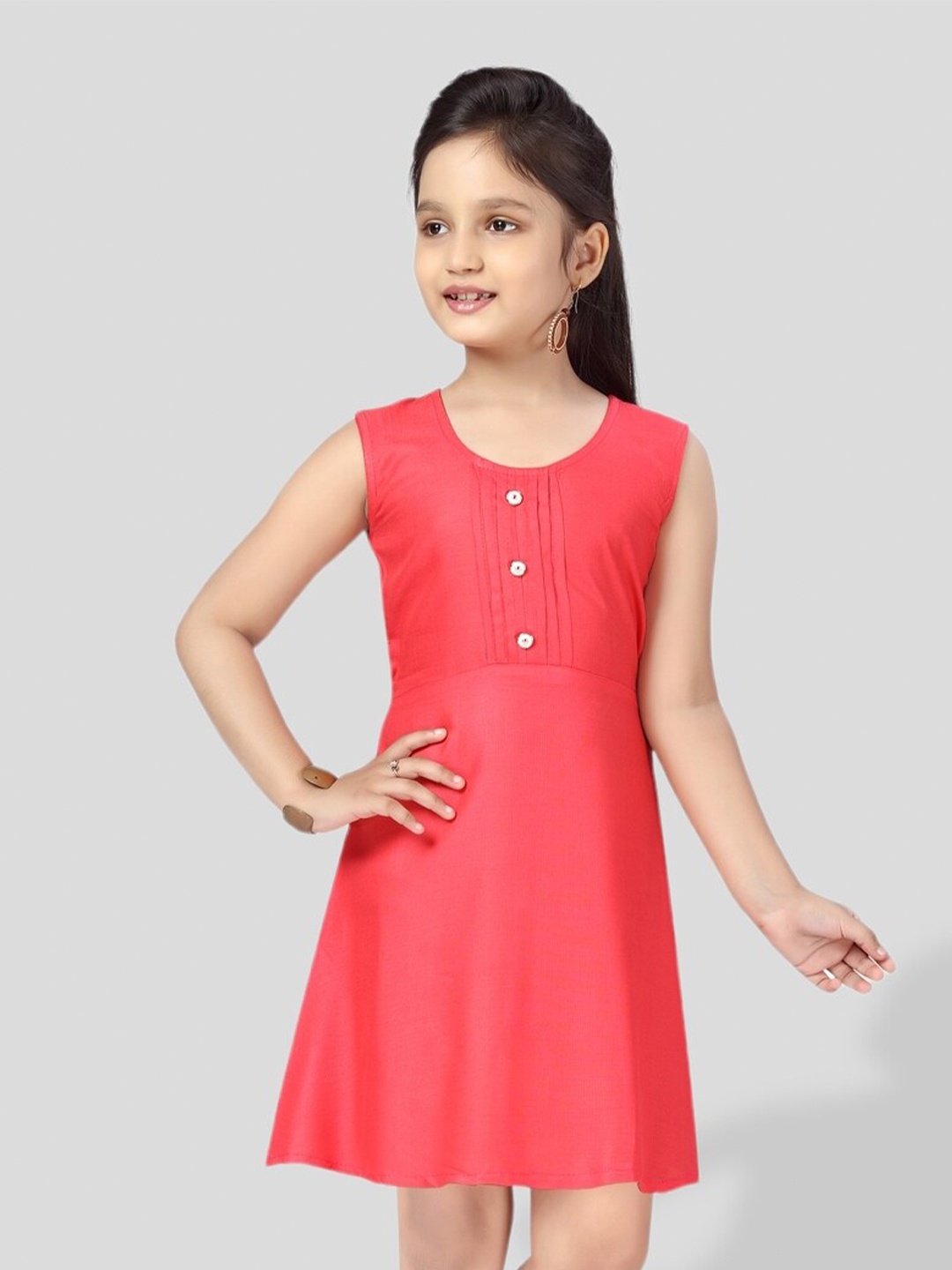 

BAESD Girls Cotton A-Line Dress, Red