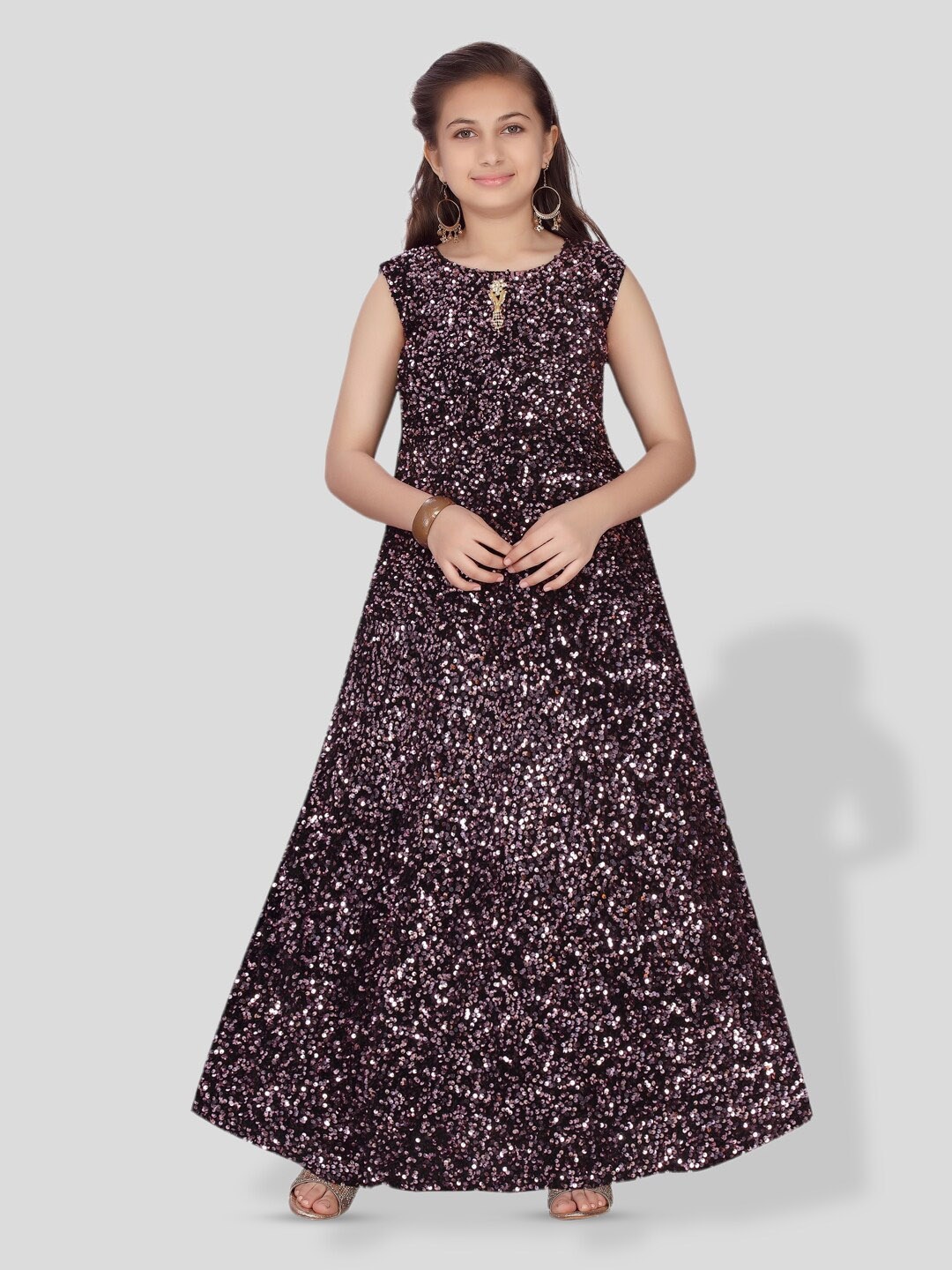 

BAESD Girls Floral Printed Velvet Blouson Dress, Pink