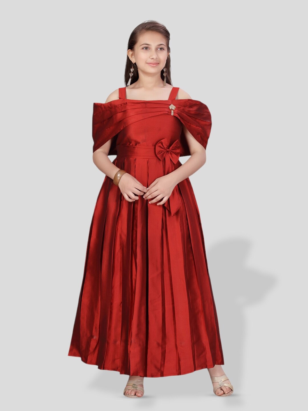 

BAESD Girls Cold Shoulder Maxi Dress, Maroon