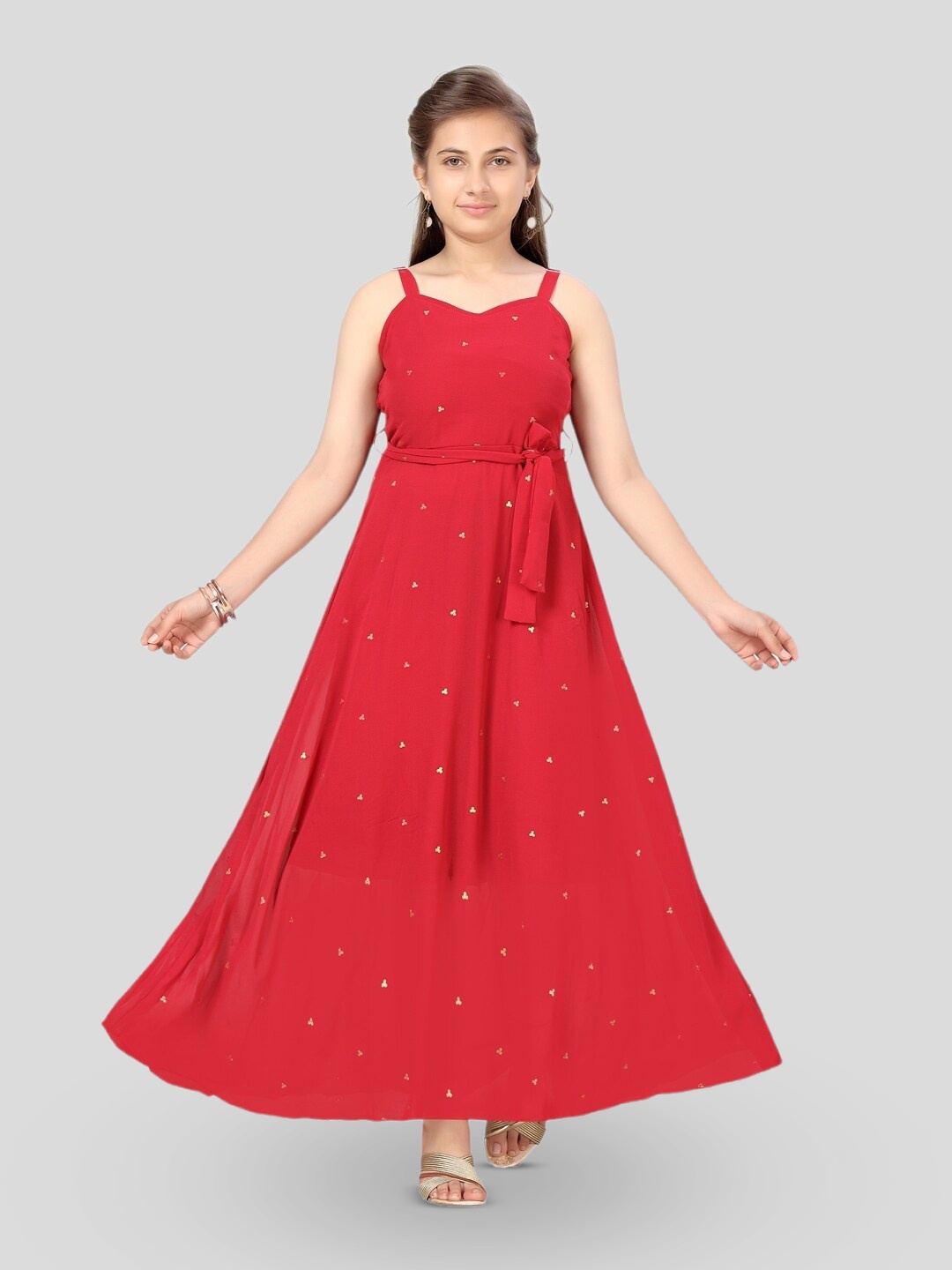 

BAESD Girls Sequinned Embellished Georgette Maxi Dress, Maroon