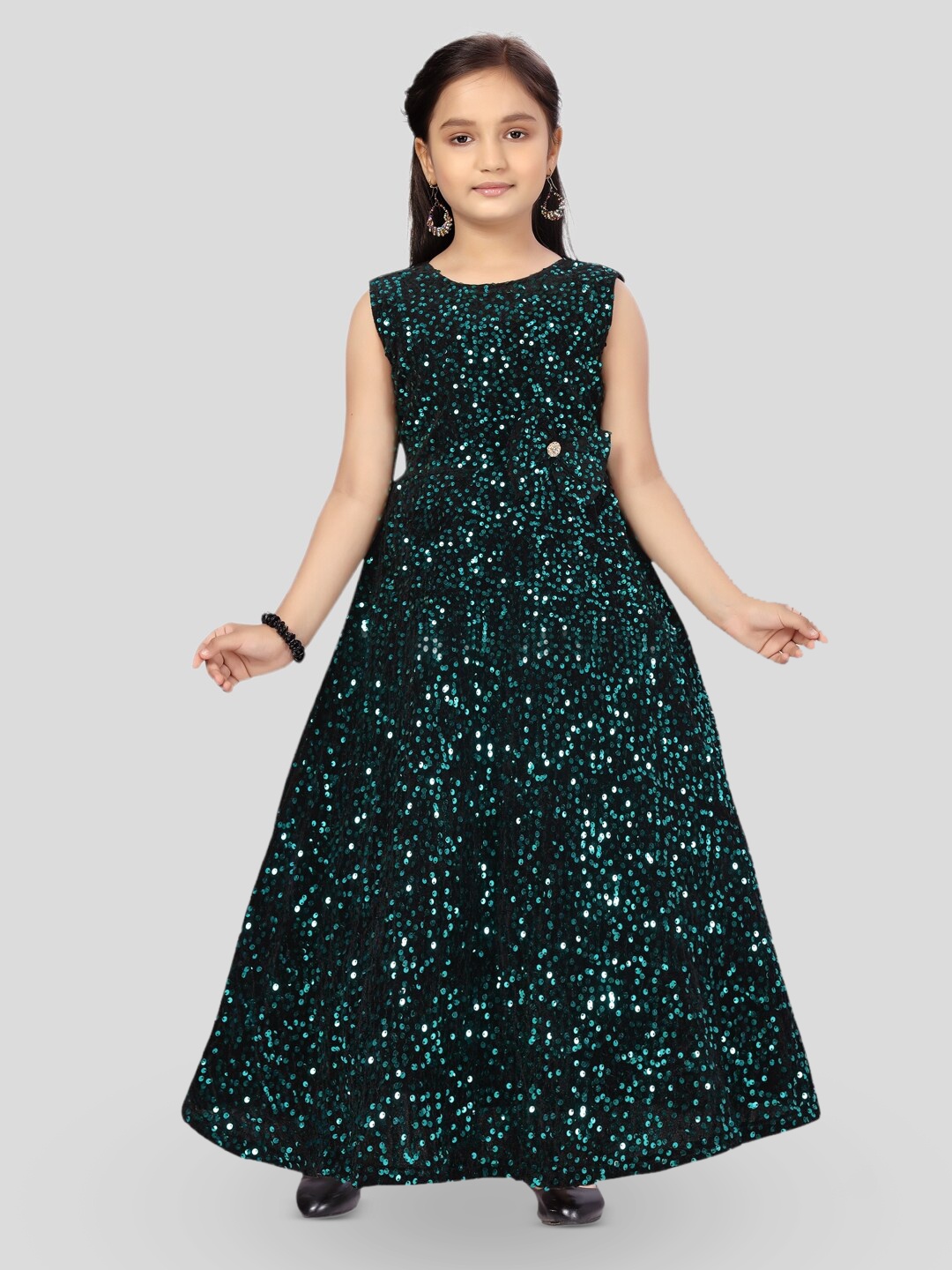 

BAESD Girls Embellished Velvet Maxi Dress, Green