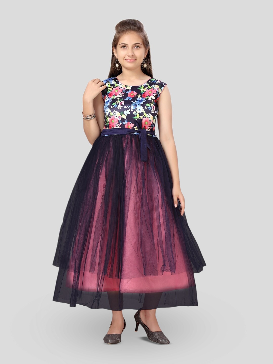 

BAESD Girls Floral Print Maxi Dress, Pink