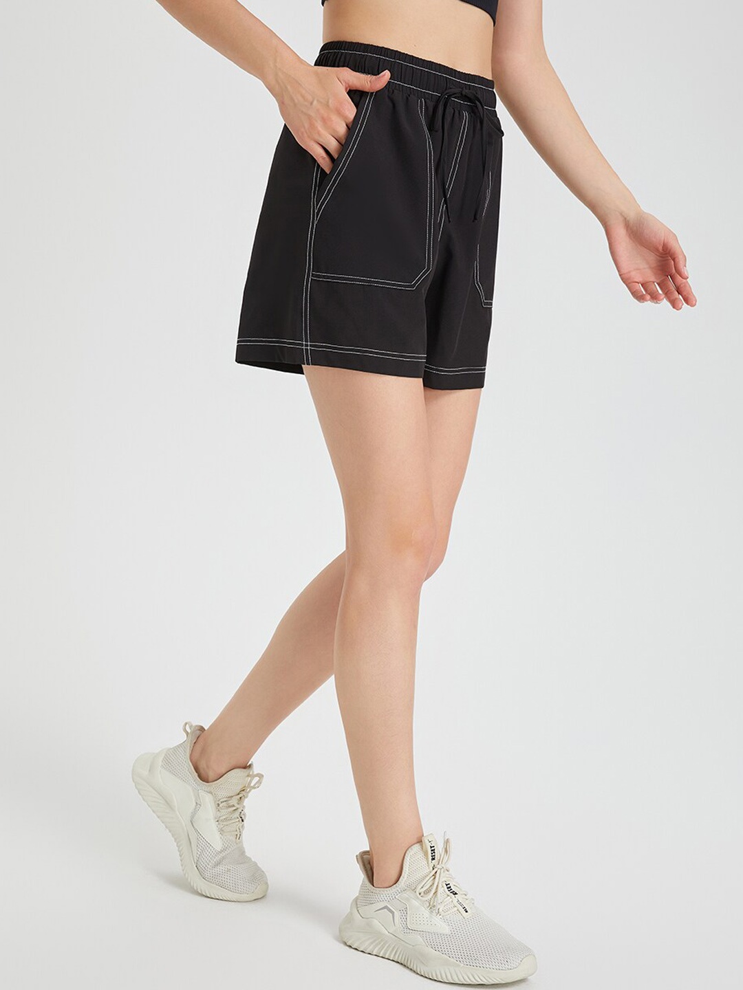 

JC Collection Women Regular Fit Mid-Rise Antimicrobial Shorts, Black
