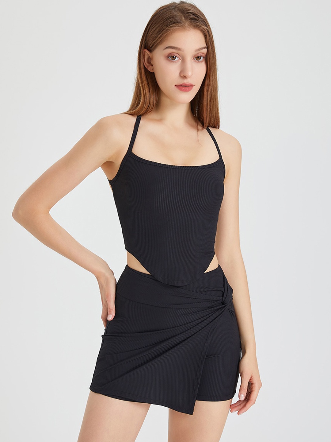 

JC Collection Women High-Rise Twisted Skorts, Black