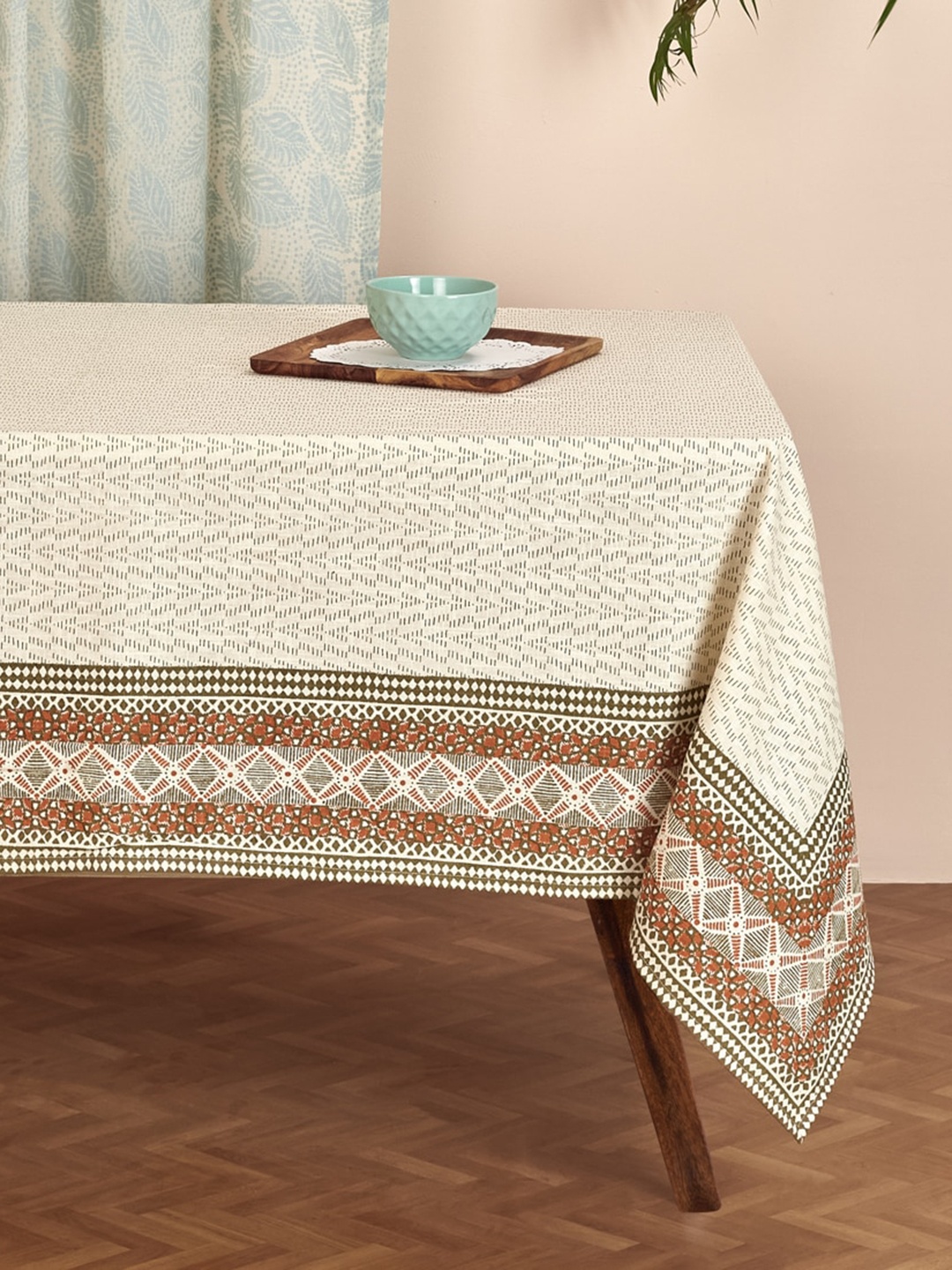 

Fabindia Beige & Green 8-Seater Bhoomi Cotton Table Cover