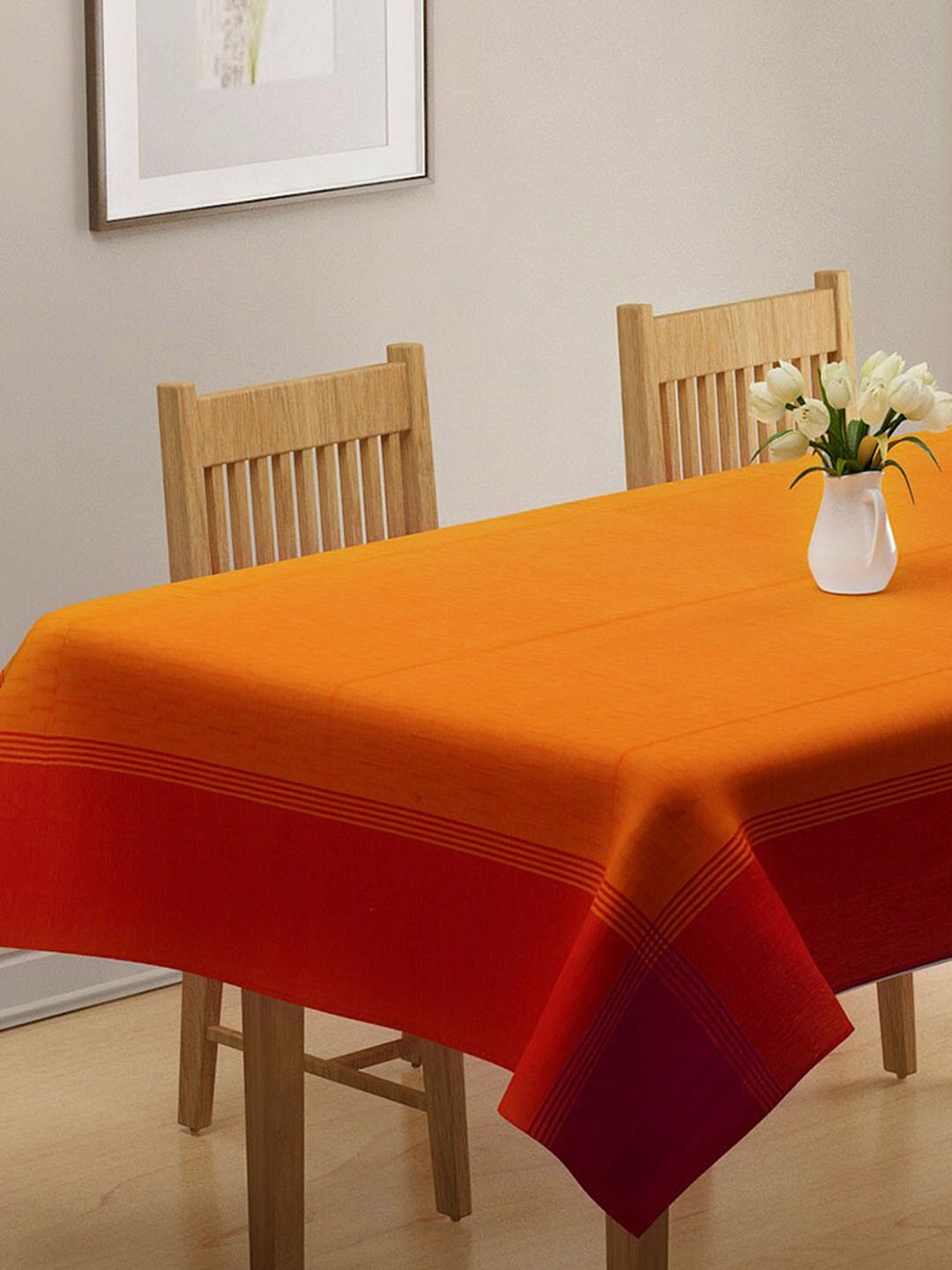 

Fabindia Orange & Red Solid 6-Seater Cotton Table Cover