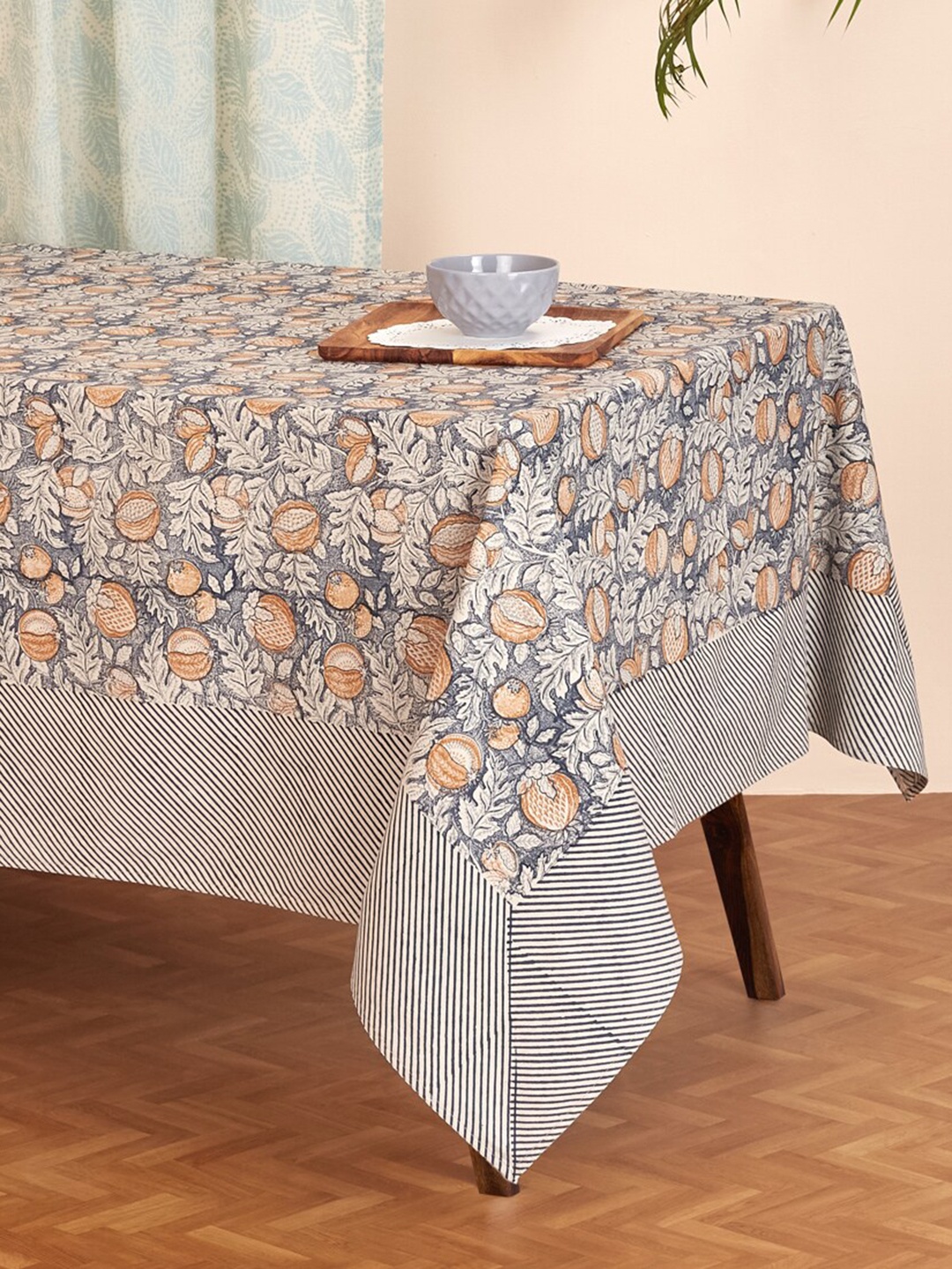 

Fabindia Grey & Beige Floral Printed 6 Seater Anaarbagh Cotton Table Cover