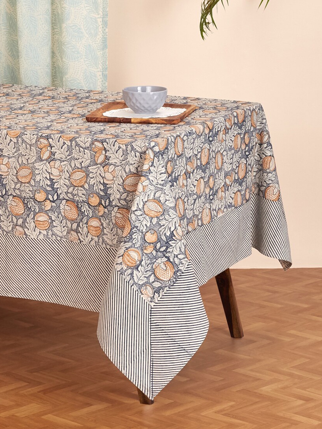 

Fabindia Anaarbagh Beige & Grey Printed Cotton 4-Seater Table Cover