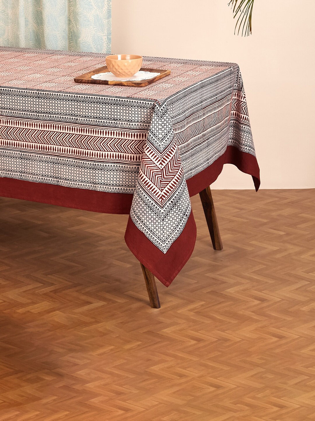 

Fabindia Red & Beige Printed Godavari Cotton 6-Seater Table Cover