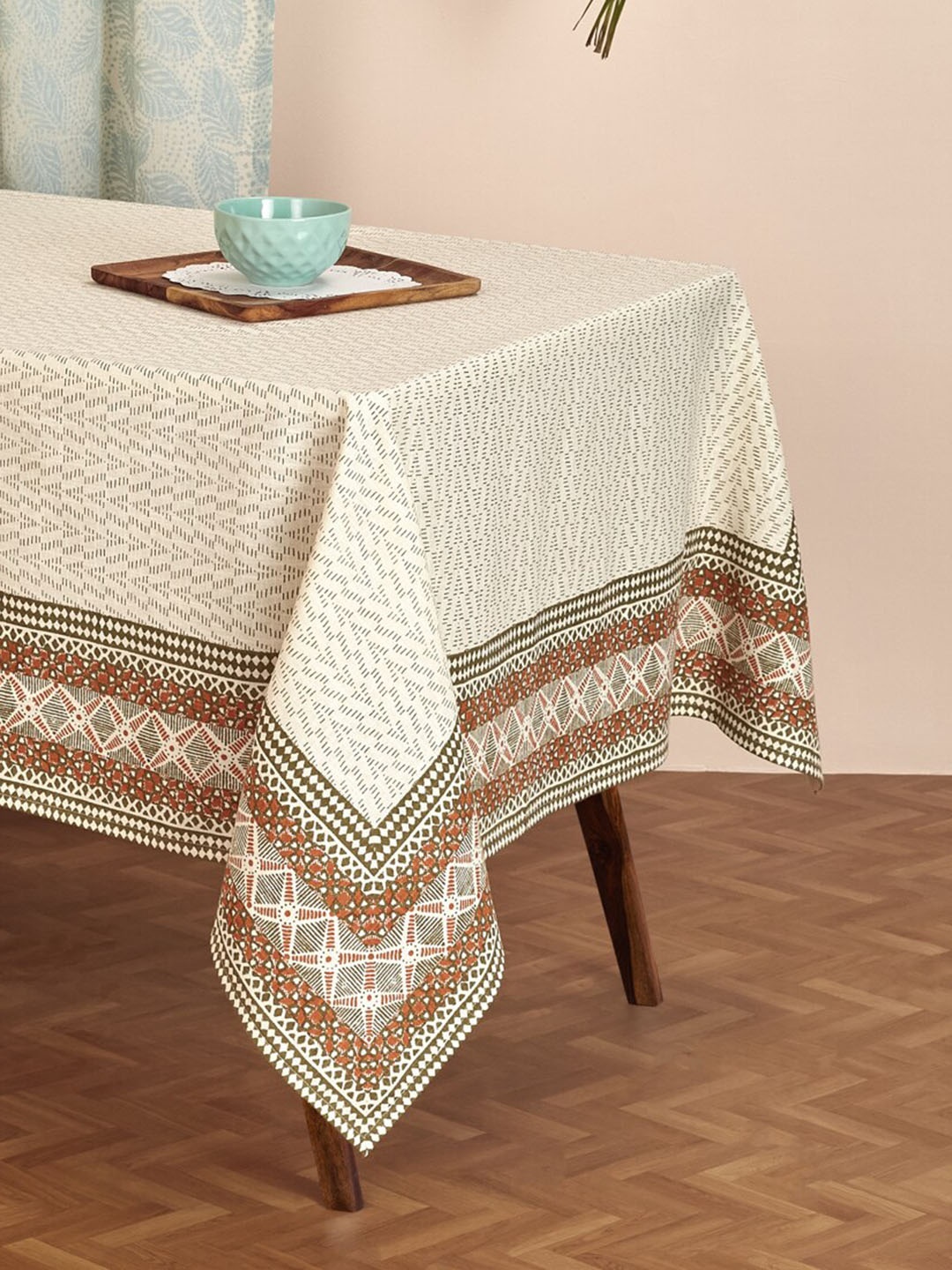 

Fabindia Beige & Brown Geometric Printed Bhoomi Cotton 4-Seater Table Cover