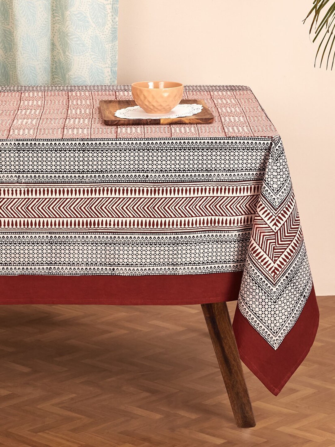 

Fabindia Godavari Red & White Printed Cotton 4-Seater Table Cover