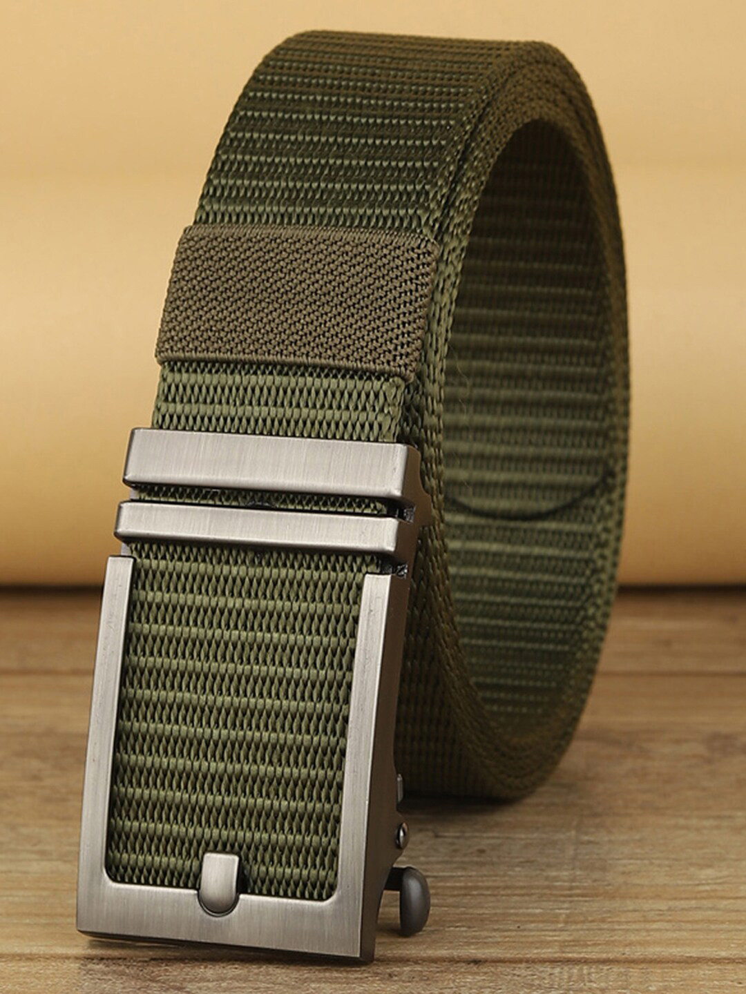 

ZORO Men Casual Textured Wide Belt, Olive