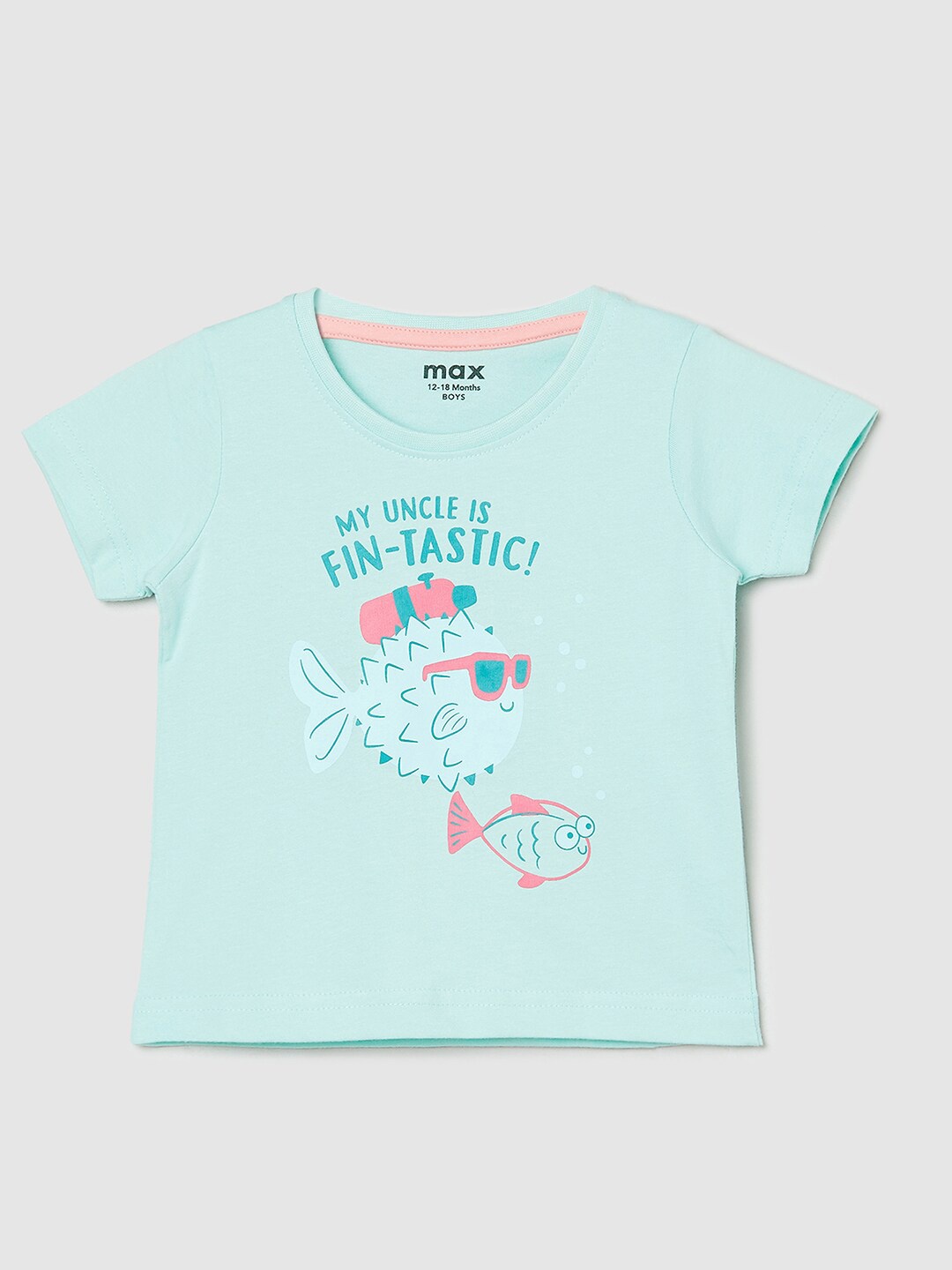 

max Boys Graphic Printed Pure Cotton T-shirt, Green