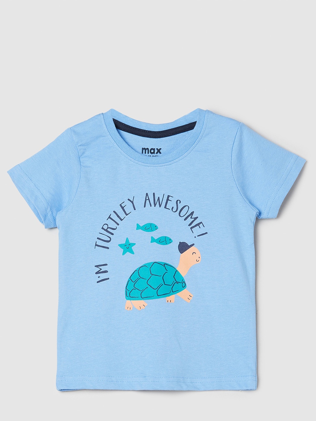 

max Boys Graphic Printed Pure Cotton T-shirt, Blue