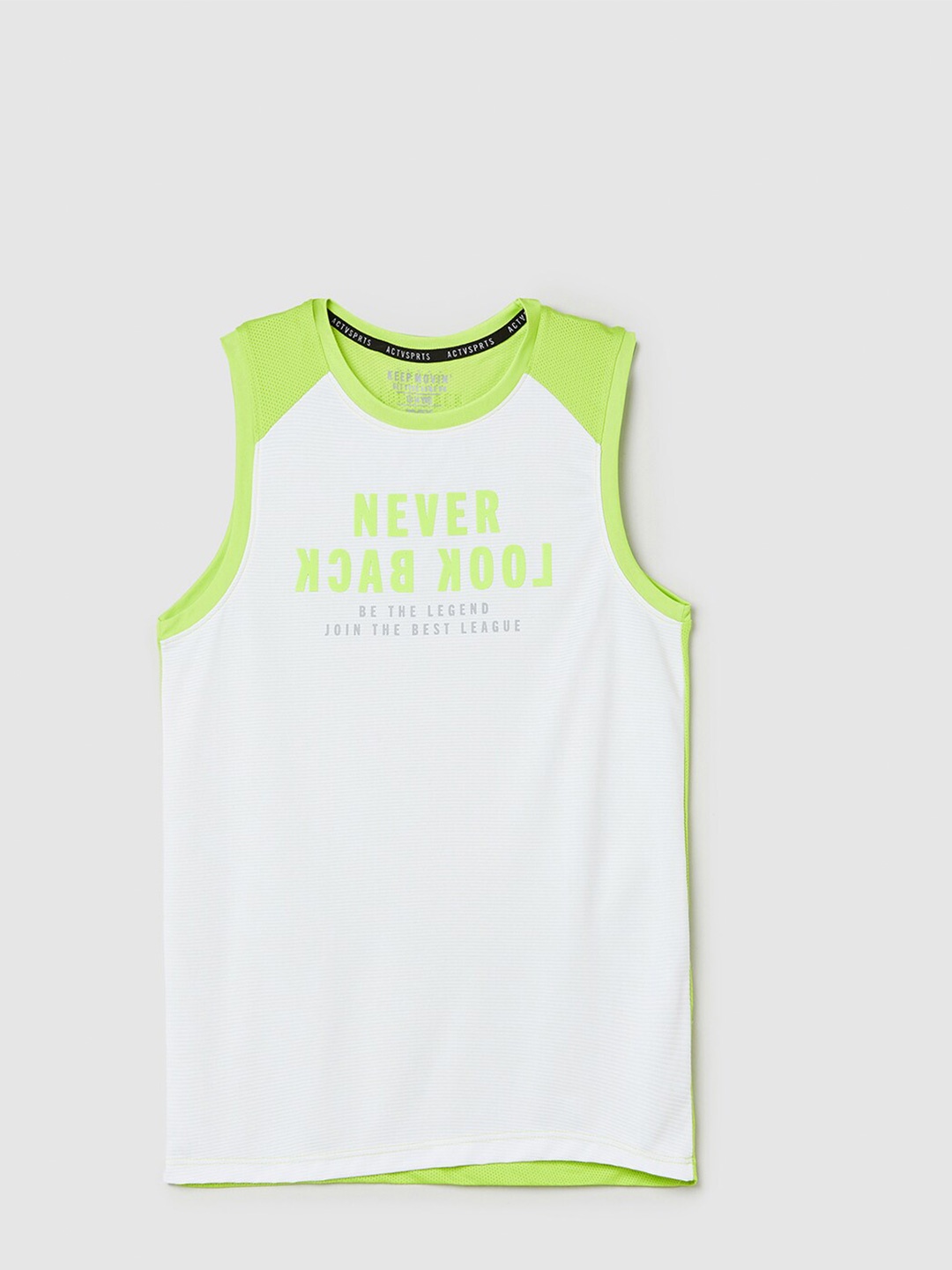 

max Boys Typography Printed Sleeveless T-shirt, White