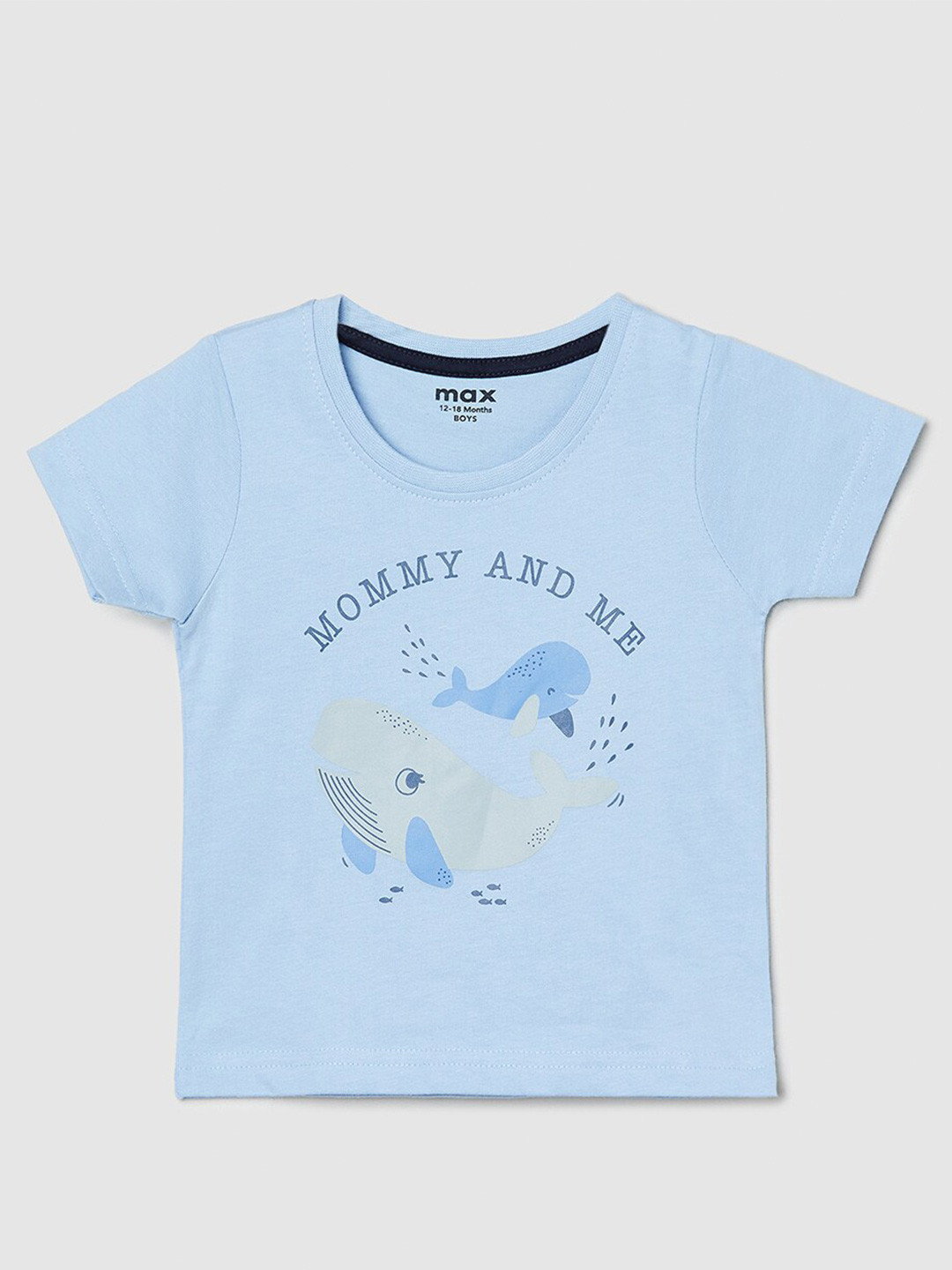 

max Infant Boys Typography Printed Pure Cotton T-shirt, Blue