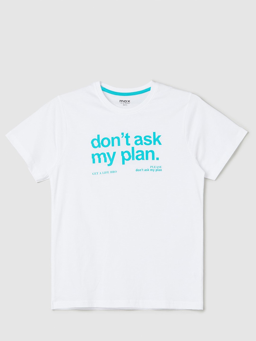 

max Boys Typography Printed Pure Cotton T-shirt, White