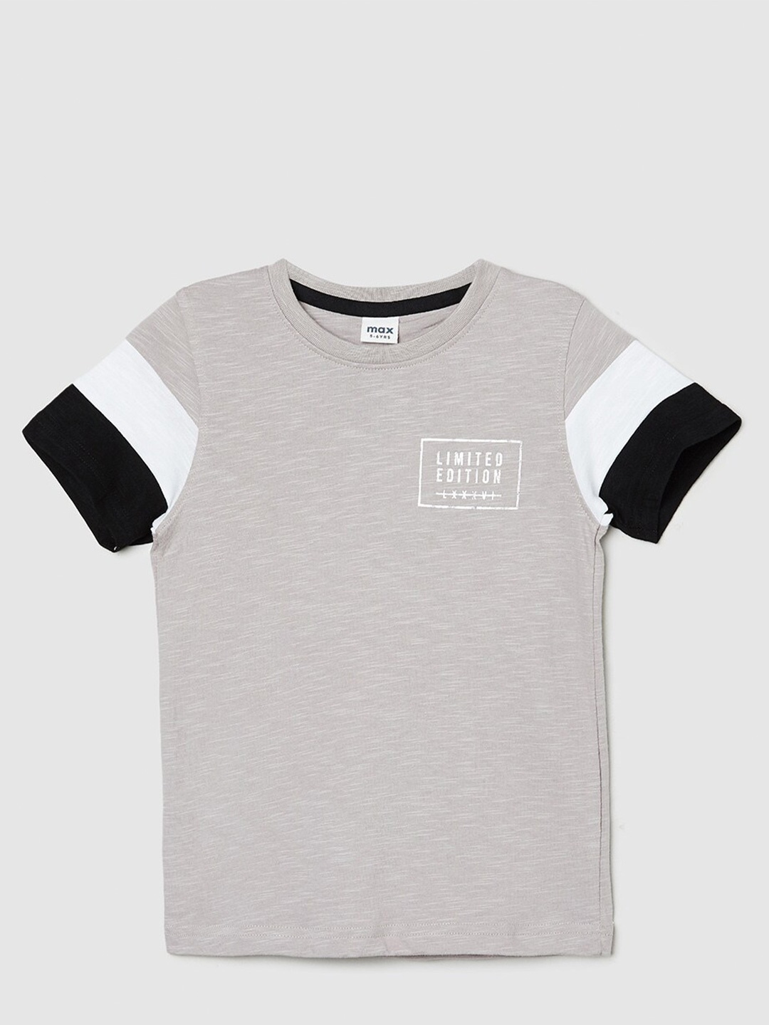 

max Boys Round Neck Pure Cotton T-shirt, Grey