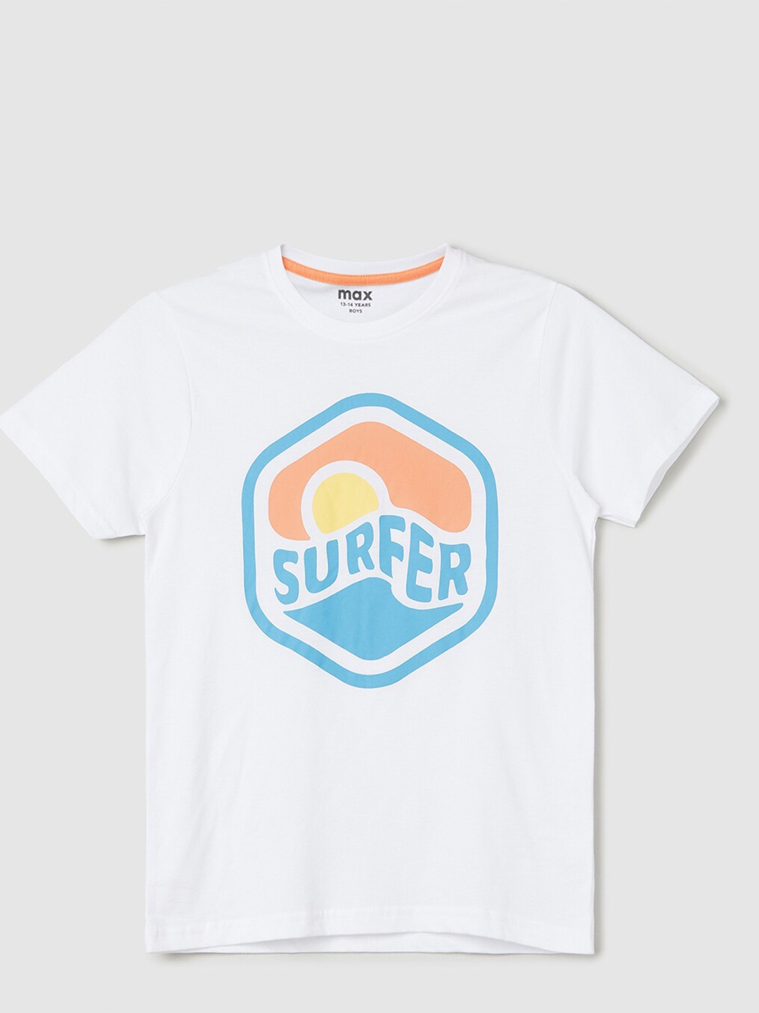 

max Boys Typography Printed Pure Cotton T-shirt, White