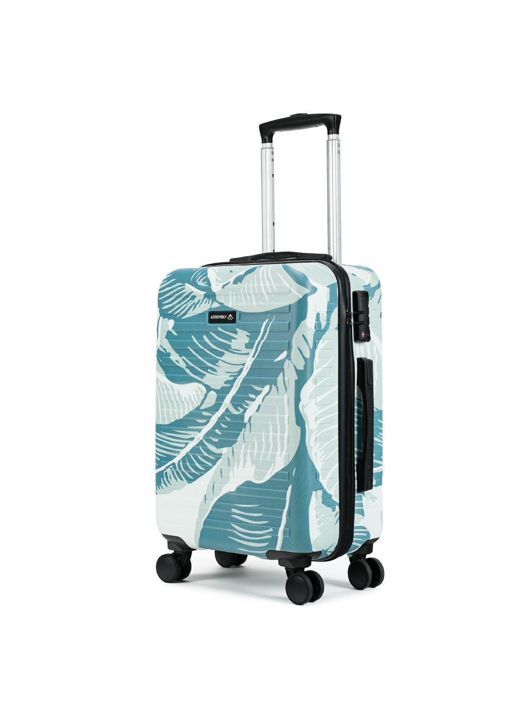 

Assembly Tropical Green Printed Hard-Sided Cabin Trolley Bag-40 Liters