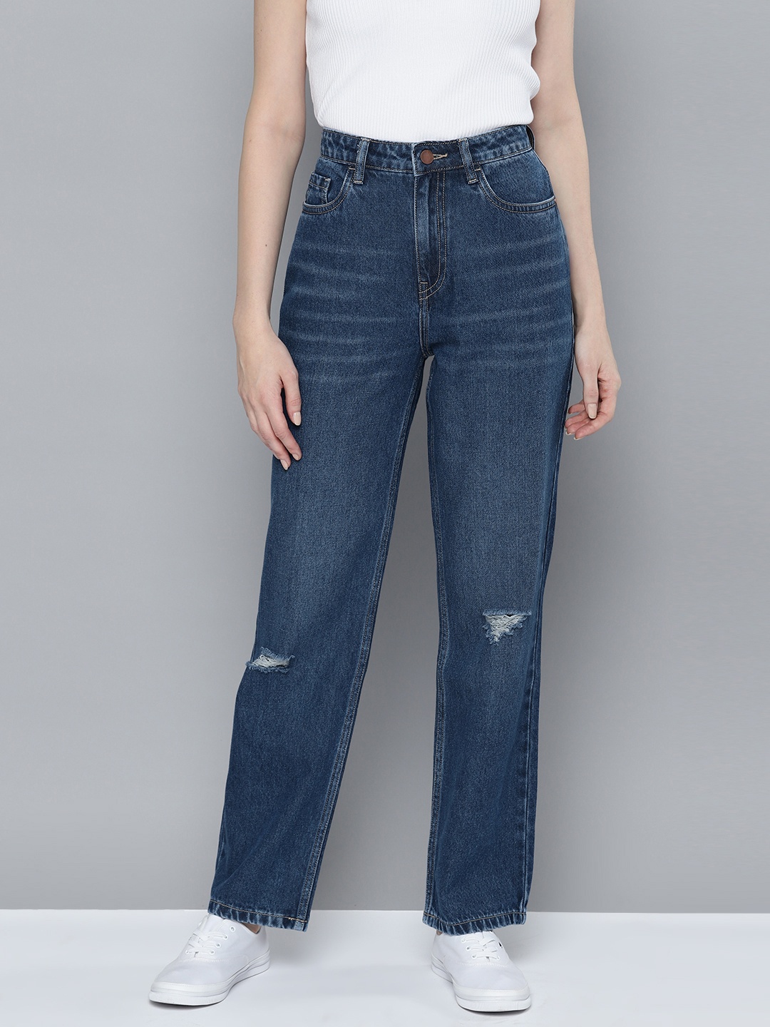 

Chemistry Women High-Rise Mildly Distressed Jeans, Blue
